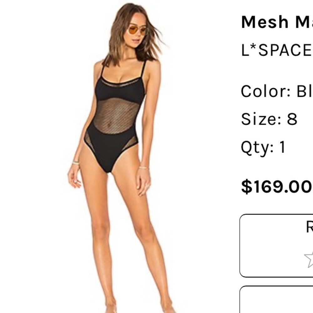 L*space mesh black bathing suit size 8
